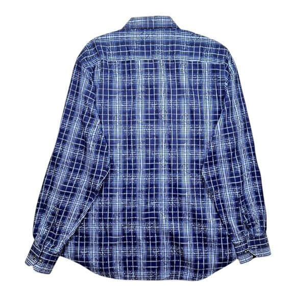 Bugatchi Mens Shaped Fit Blue Plaid Long Sleeve Button-Down Shirt Size 2XL - Picture 4 of 6